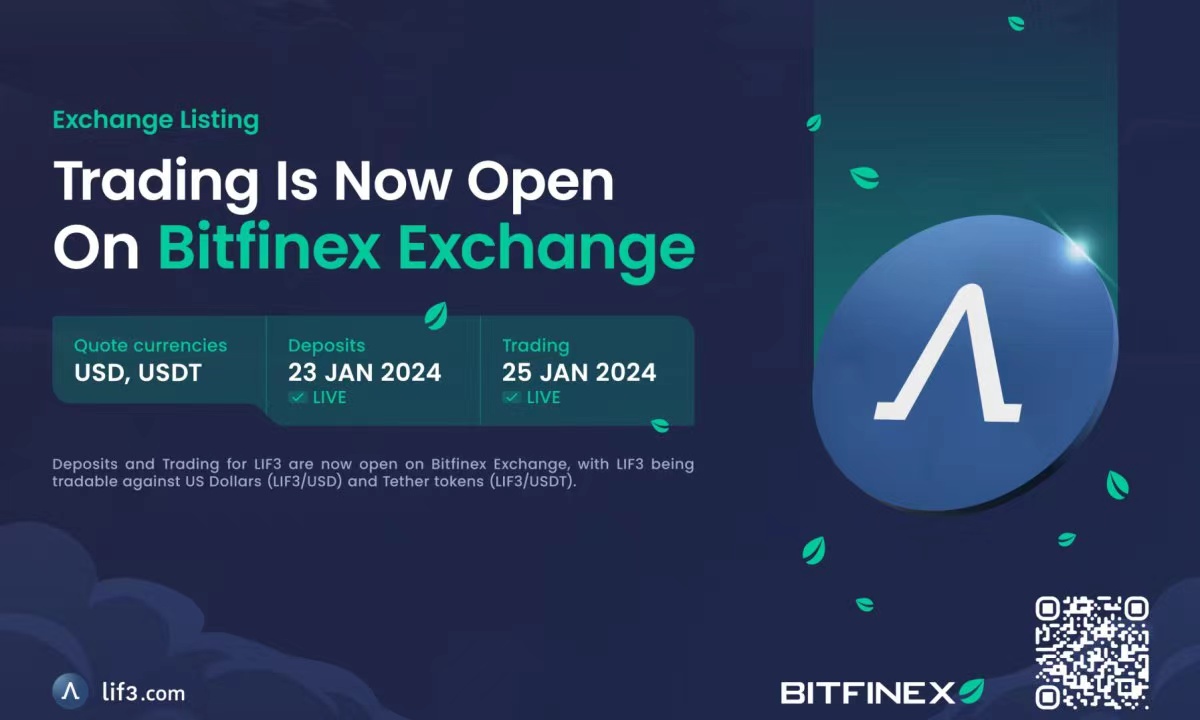 Lif3上线Bitfinex：迎接全链DeFi的未来